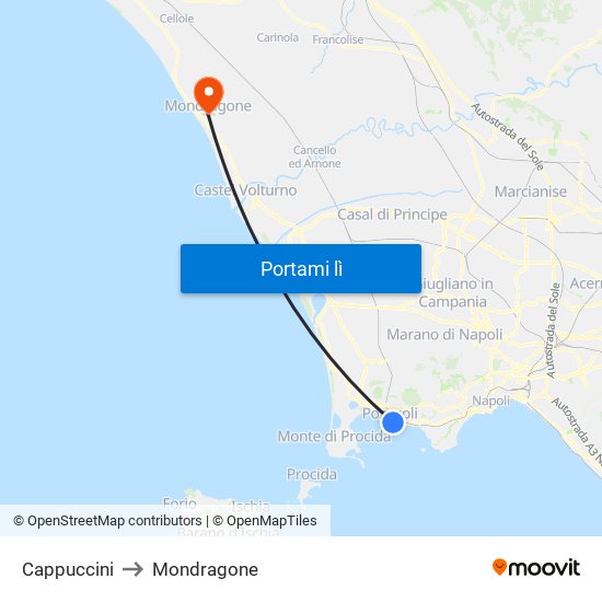 Cappuccini to Mondragone map