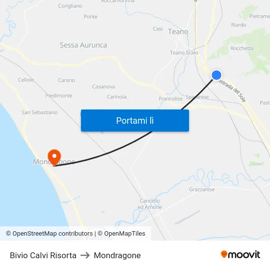 Bivio Calvi Risorta to Mondragone map