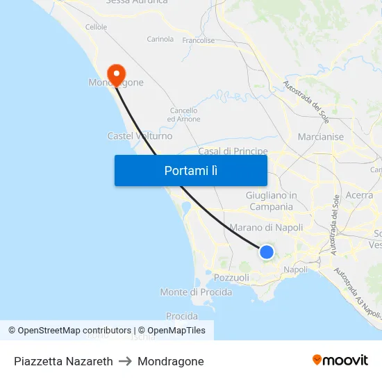 Piazzetta Nazareth to Mondragone map