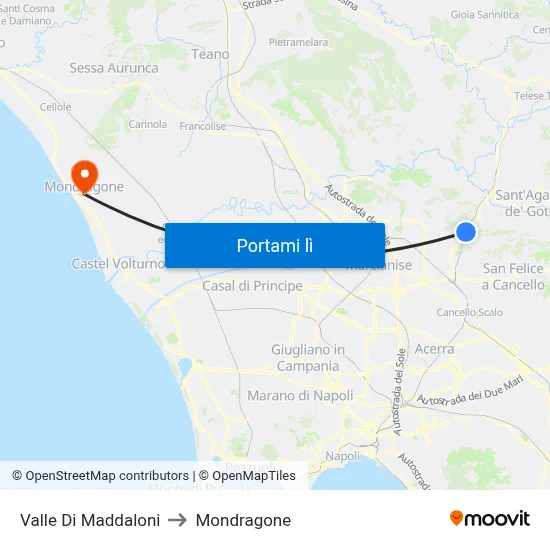 Valle Di Maddaloni to Mondragone map