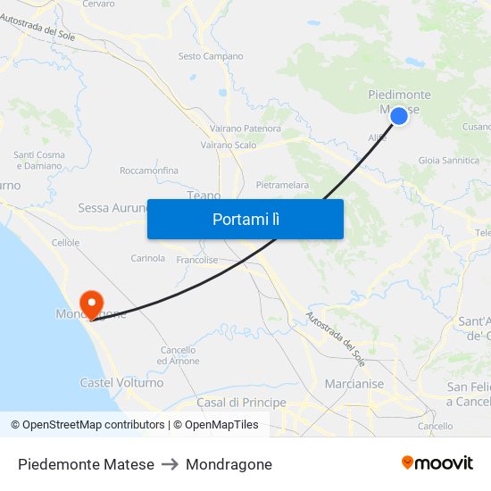 Piedemonte Matese to Mondragone map