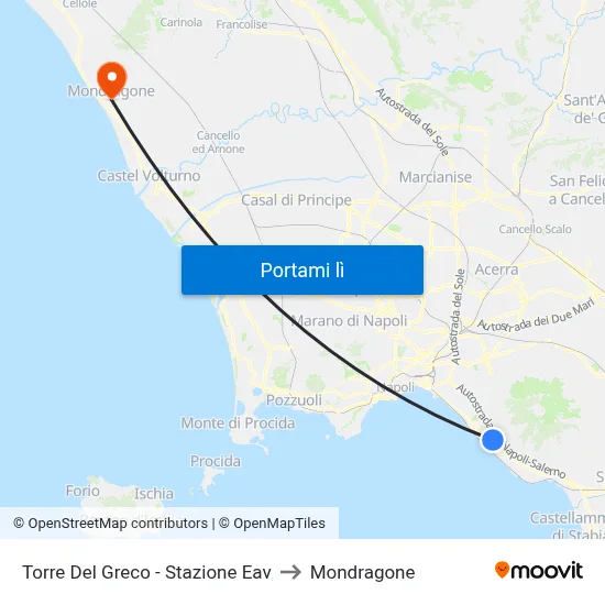 Torre Del Greco - Stazione Eav to Mondragone map