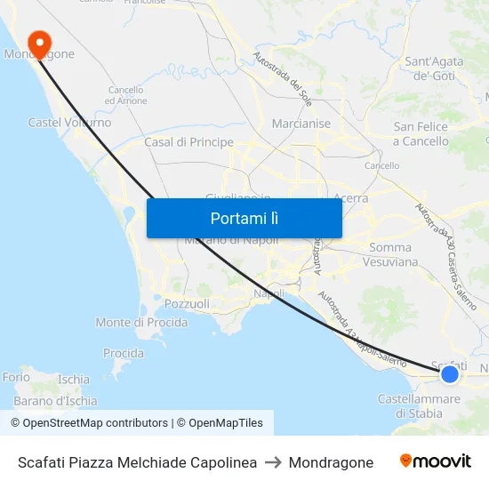 Scafati Piazza Melchiade Capolinea to Mondragone map