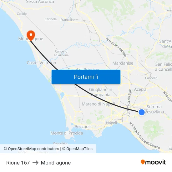 Rione 167 to Mondragone map