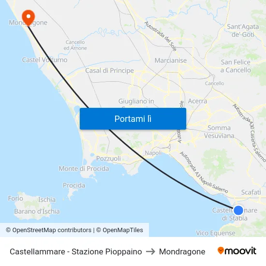 Castellammare - Stazione Pioppaino to Mondragone map