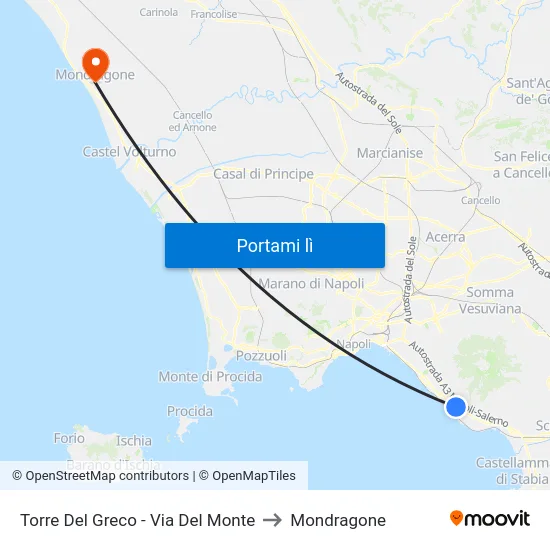 Torre Del Greco - Via Del Monte to Mondragone map