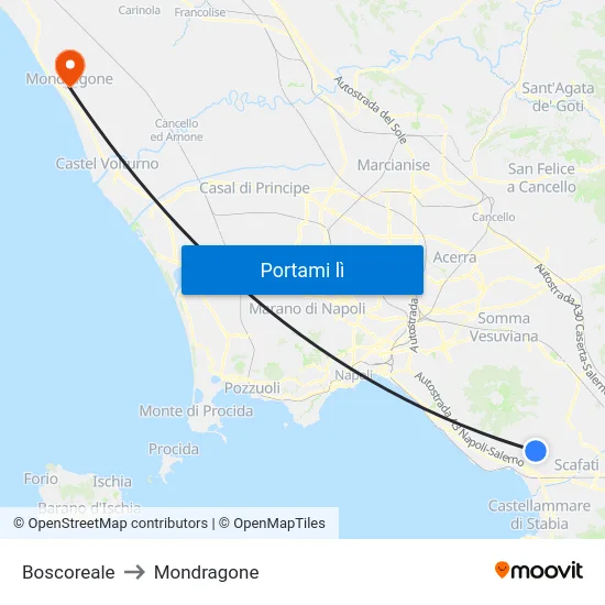 Boscoreale to Mondragone map