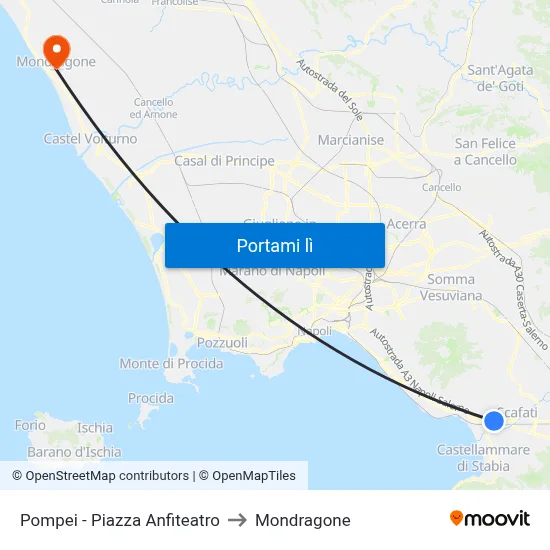 Pompei - Piazza Anfiteatro to Mondragone map