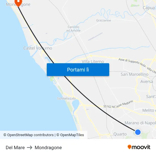 Del Mare to Mondragone map