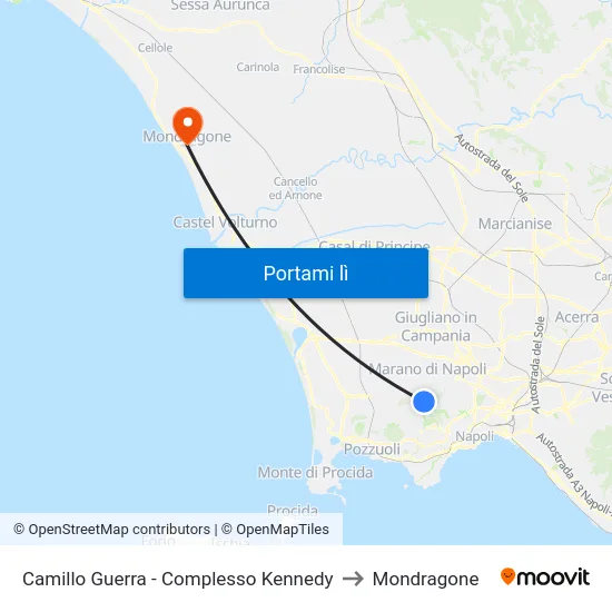 Camillo Guerra - Complesso Kennedy to Mondragone map