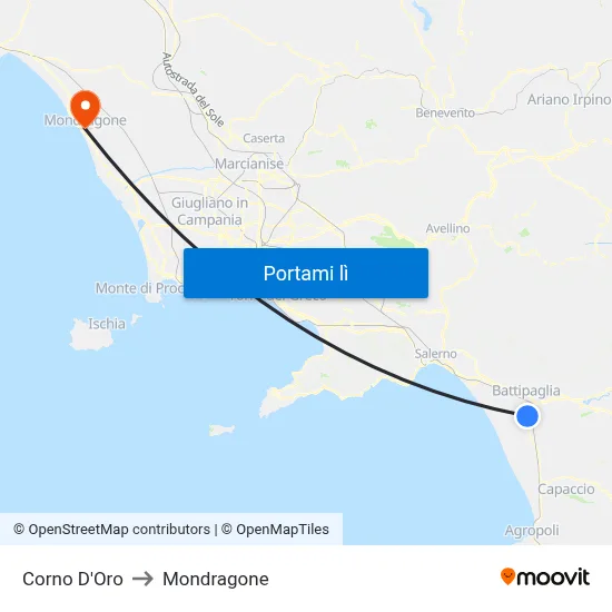 Corno D'Oro to Mondragone map