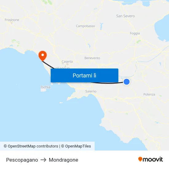 Pescopagano to Mondragone map