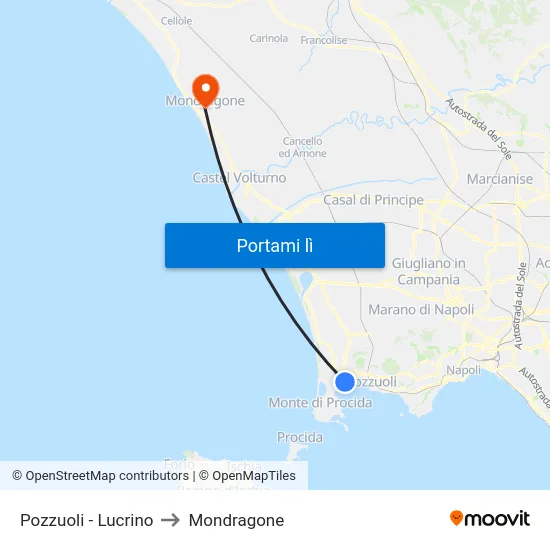 Pozzuoli - Lucrino to Mondragone map