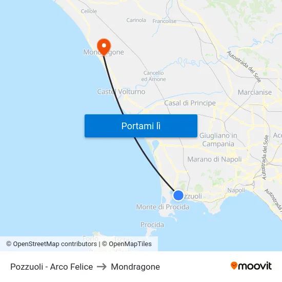 Pozzuoli - Arco Felice to Mondragone map