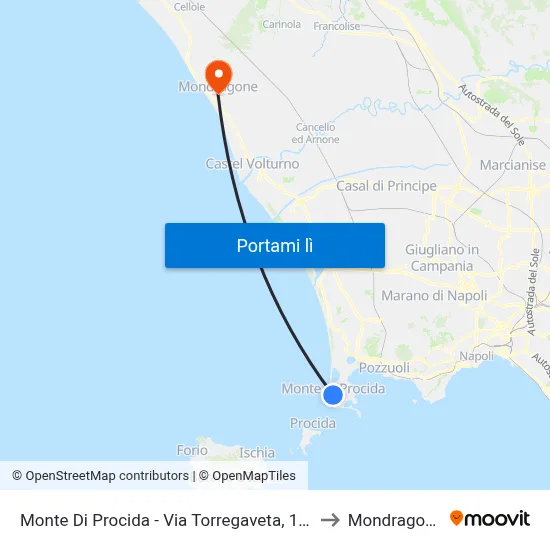 Monte Di Procida - Via Torregaveta, 110 to Mondragone map