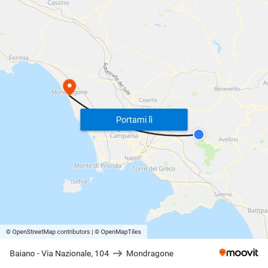 Baiano - Via Nazionale, 104 to Mondragone map