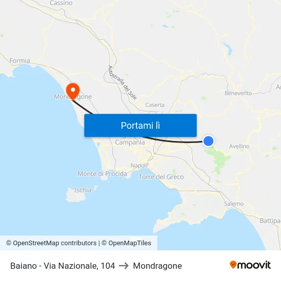 Baiano - Via Nazionale, 104 to Mondragone map