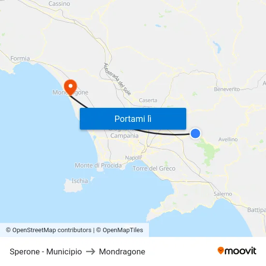 Sperone - Municipio to Mondragone map