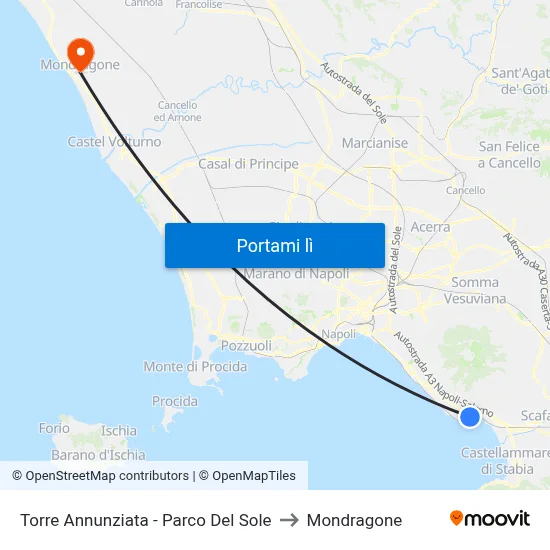 Torre Annunziata - Parco Del Sole to Mondragone map