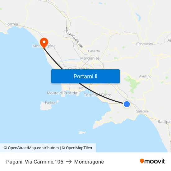 Pagani, Via Carmine,105 to Mondragone map