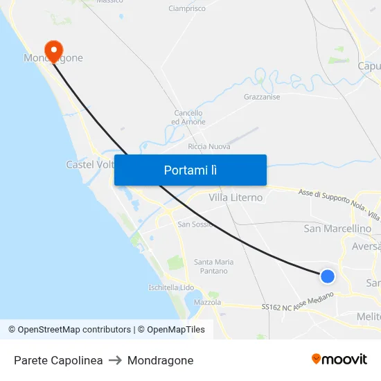 Parete Capolinea to Mondragone map