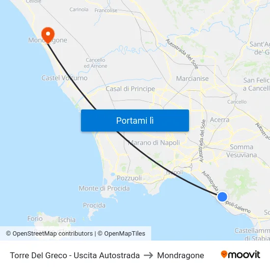 Torre Del Greco - Uscita Autostrada to Mondragone map