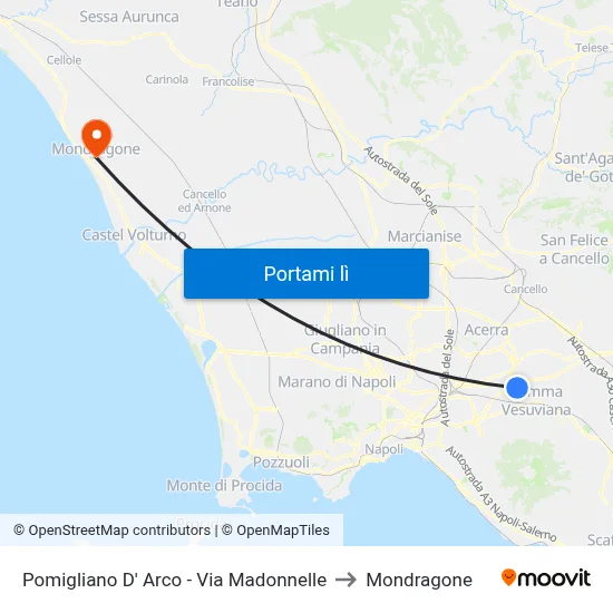 Pomigliano D' Arco - Via Madonnelle to Mondragone map