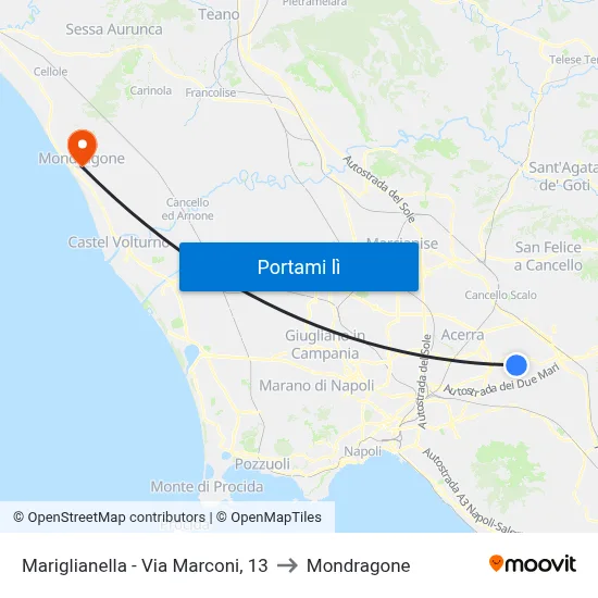 Mariglianella - Via Marconi, 13 to Mondragone map