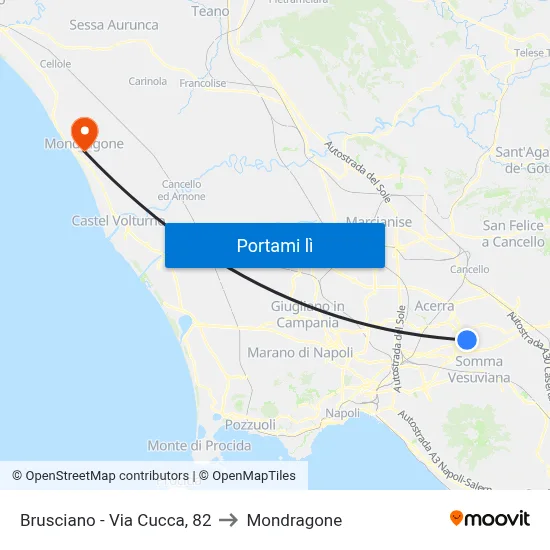 Brusciano - Via Cucca, 82 to Mondragone map
