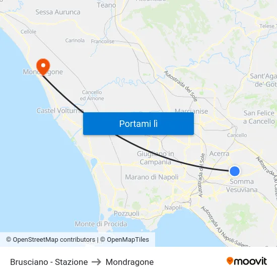 Brusciano - Stazione to Mondragone map