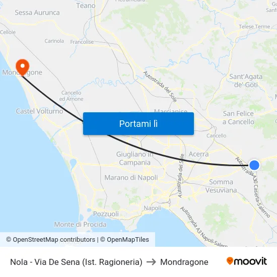 Nola - Via De Sena (Ist. Ragioneria) to Mondragone map