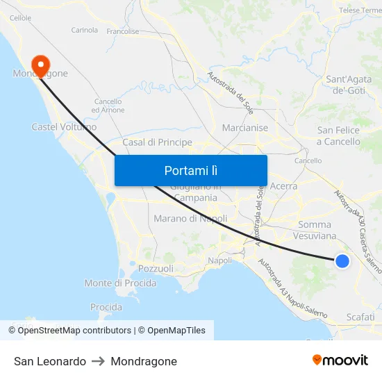 San Leonardo to Mondragone map