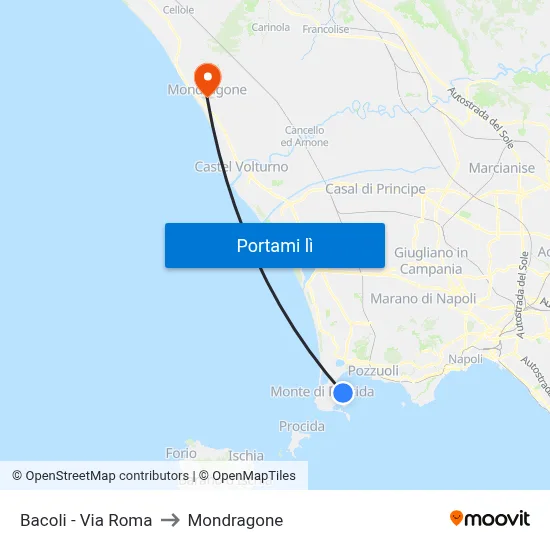 Bacoli - Via Roma to Mondragone map