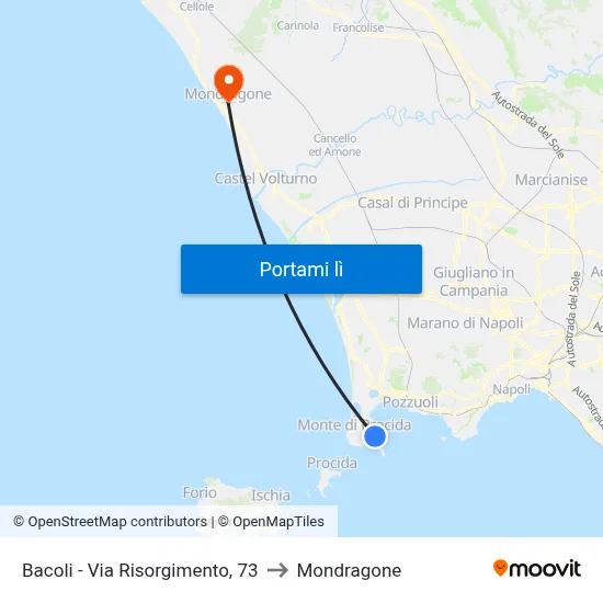 Bacoli - Via Risorgimento, 73 to Mondragone map