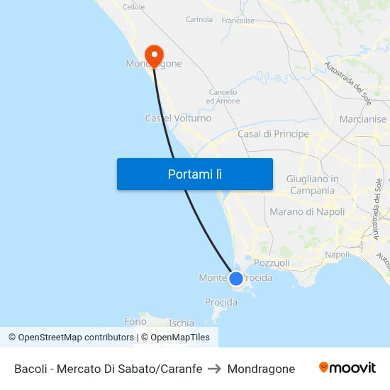 Bacoli - Mercato Di Sabato/Caranfe to Mondragone map