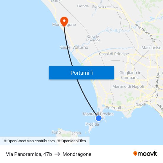 Via Panoramica, 47b to Mondragone map