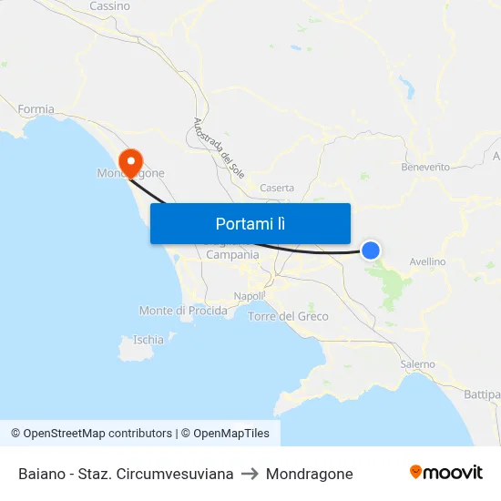 Baiano - Staz. Circumvesuviana to Mondragone map