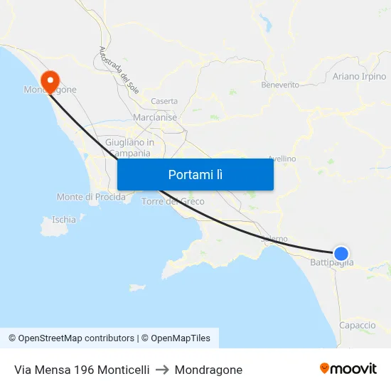Via Mensa 196 Monticelli to Mondragone map