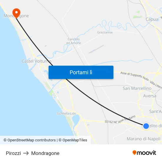 Pirozzi to Mondragone map