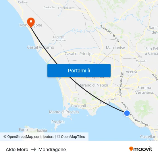 Aldo Moro to Mondragone map