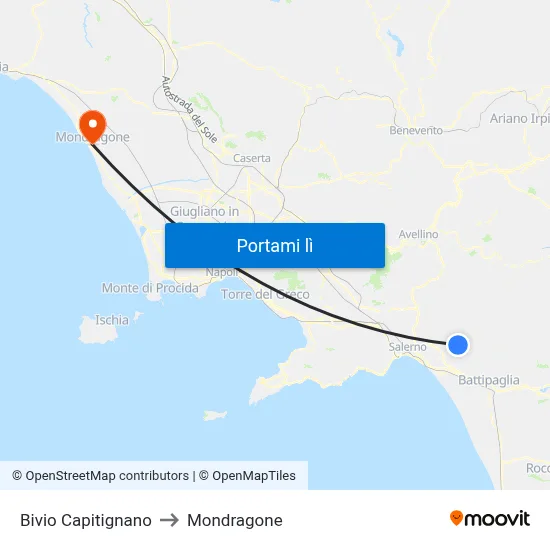 Bivio Capitignano to Mondragone map