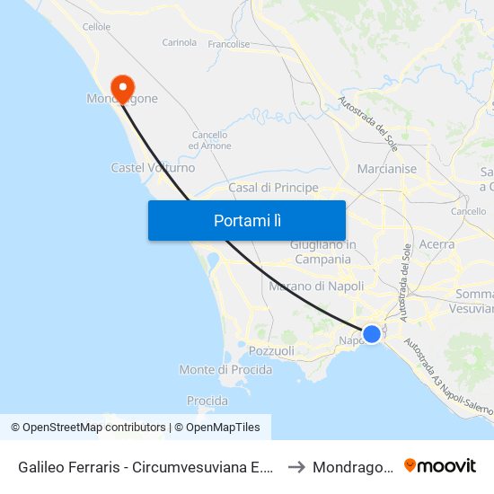 Galileo Ferraris - Circumvesuviana E.A.V. to Mondragone map