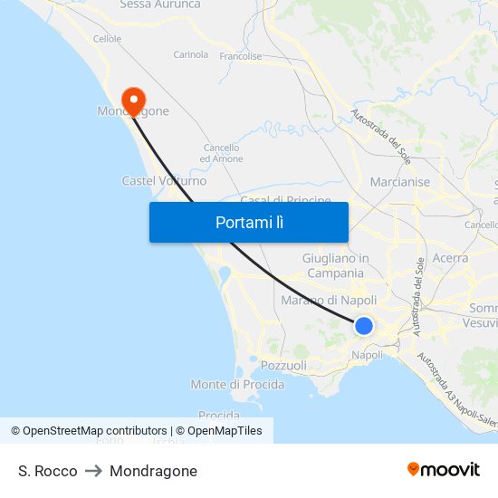 S. Rocco to Mondragone map