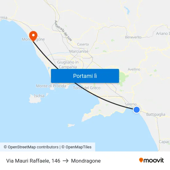 Via Mauri Raffaele, 146 to Mondragone map