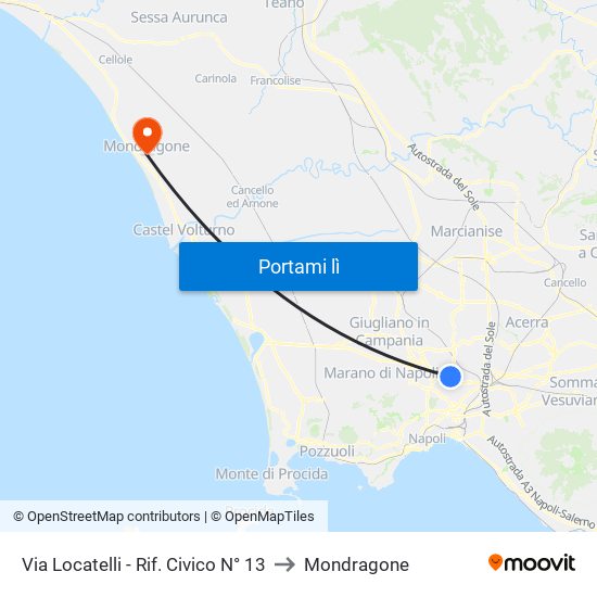 Via Locatelli - Rif. Civico N° 13 to Mondragone map