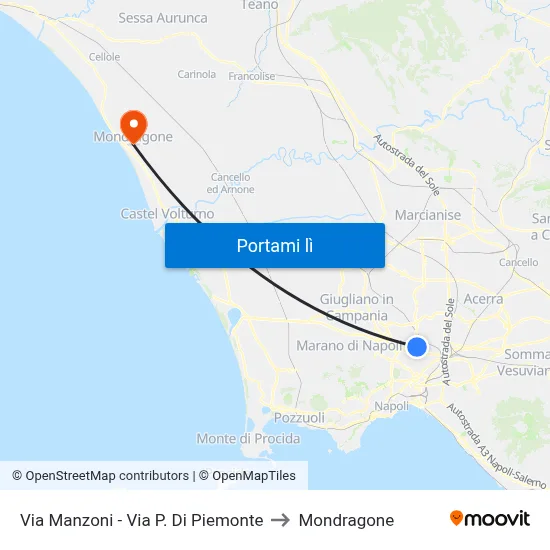 Via Manzoni - Via P. Di Piemonte to Mondragone map