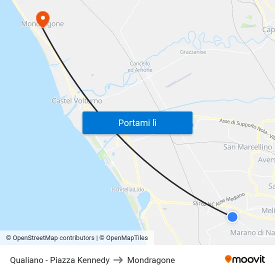 Qualiano - Piazza Kennedy to Mondragone map