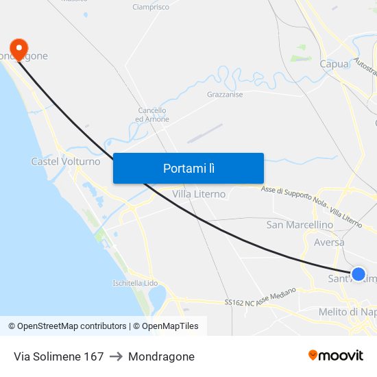 Via Solimene 167 to Mondragone map