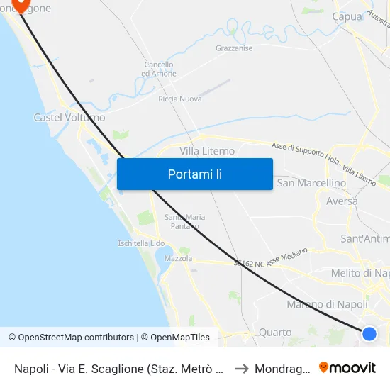 Napoli - Via E. Scaglione (Staz. Metrò Frullone) to Mondragone map