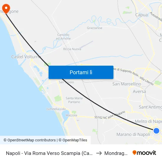 Napoli - Via Roma Verso Scampia (Carcere) to Mondragone map